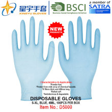Blue Color, sans poudre, gants en nitrile jetables, 100 / Box (S, M, L, XL) avec CE. Gants d&#39;examen